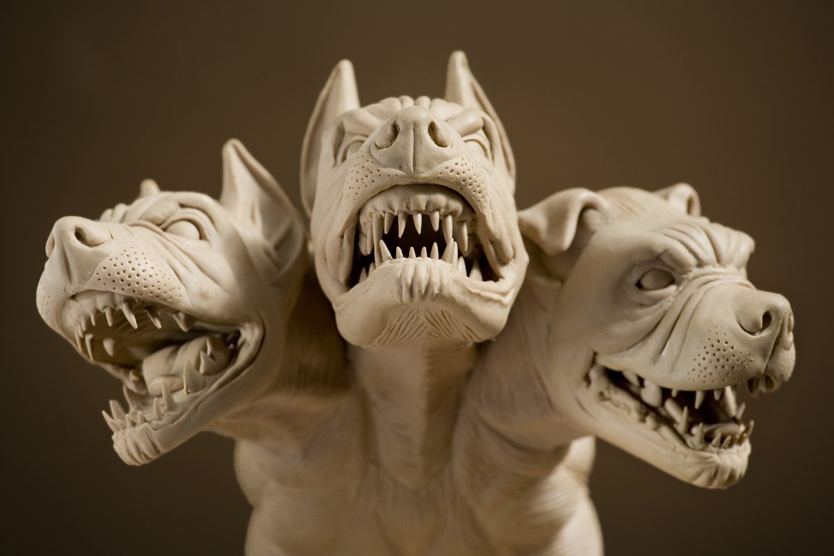 Dangerous dog with three heads