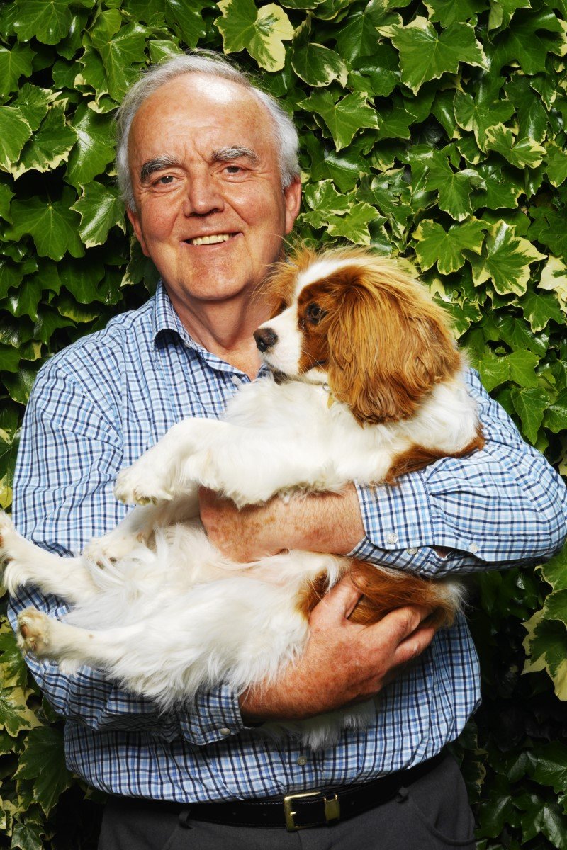 cavalier king charles spániel idős öreg bácsi szeret ölel