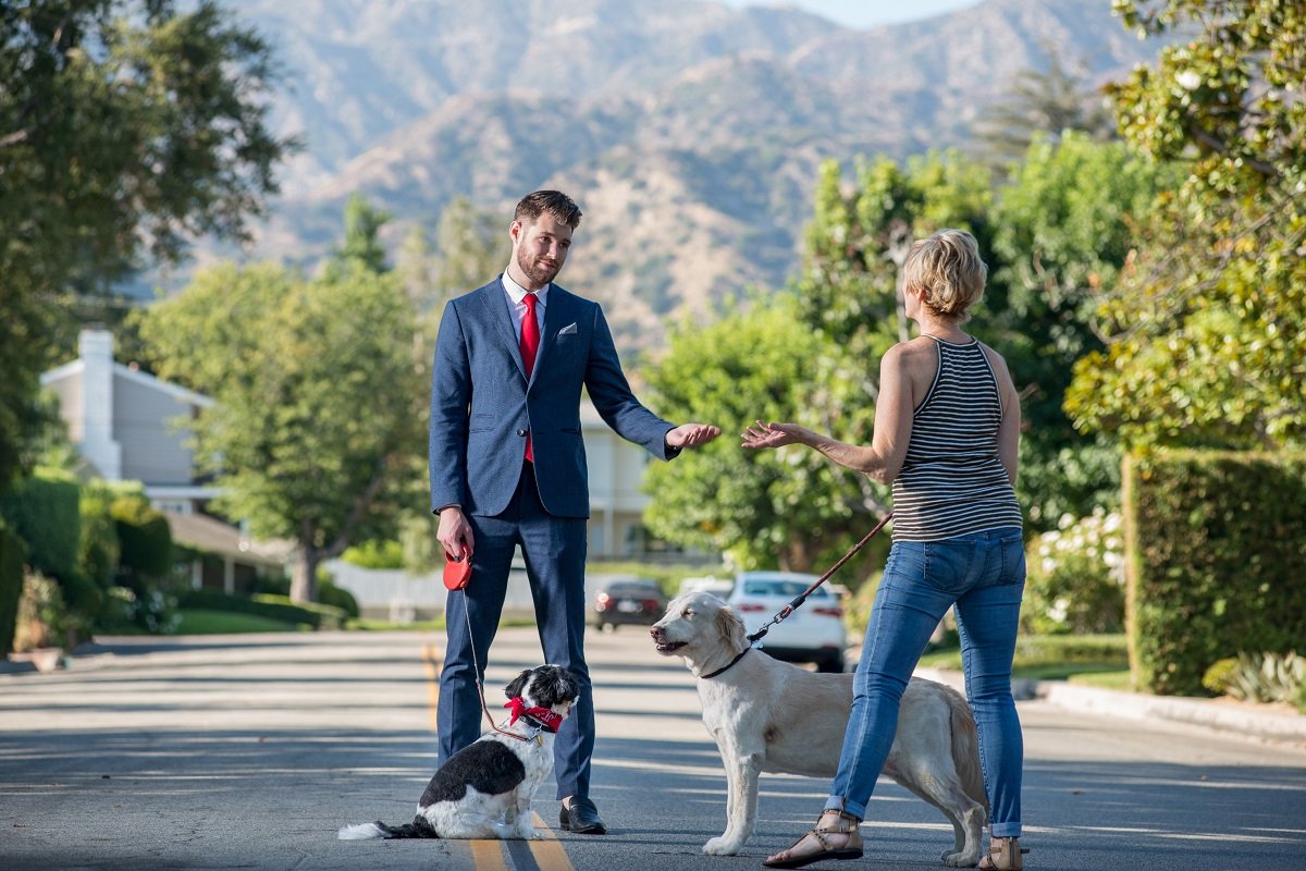Living with Pets - Businessman Walking the Dog Before Work