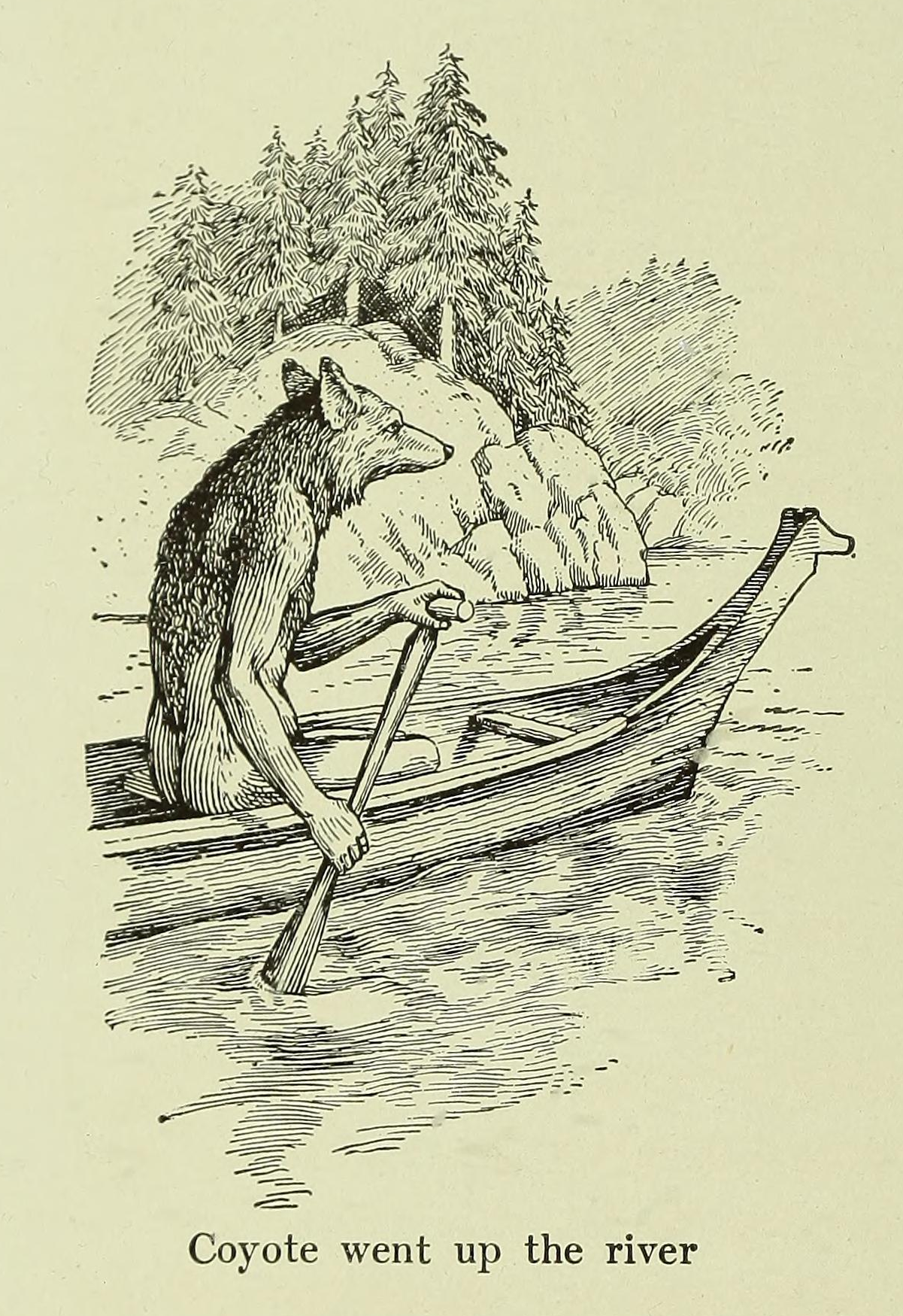 F. N. Wilson 1914-es Kojot illusztrációja az "Indian Days of the Long Ago" című könyvbe