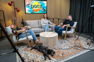 podcast stúdió beszélgetés kutyával