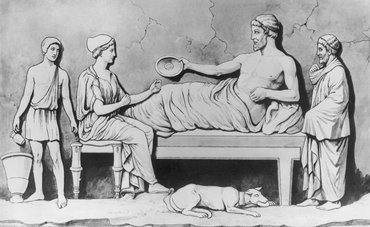 Ókori görög család a kutyájukkal