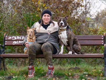 Woman with her dogs