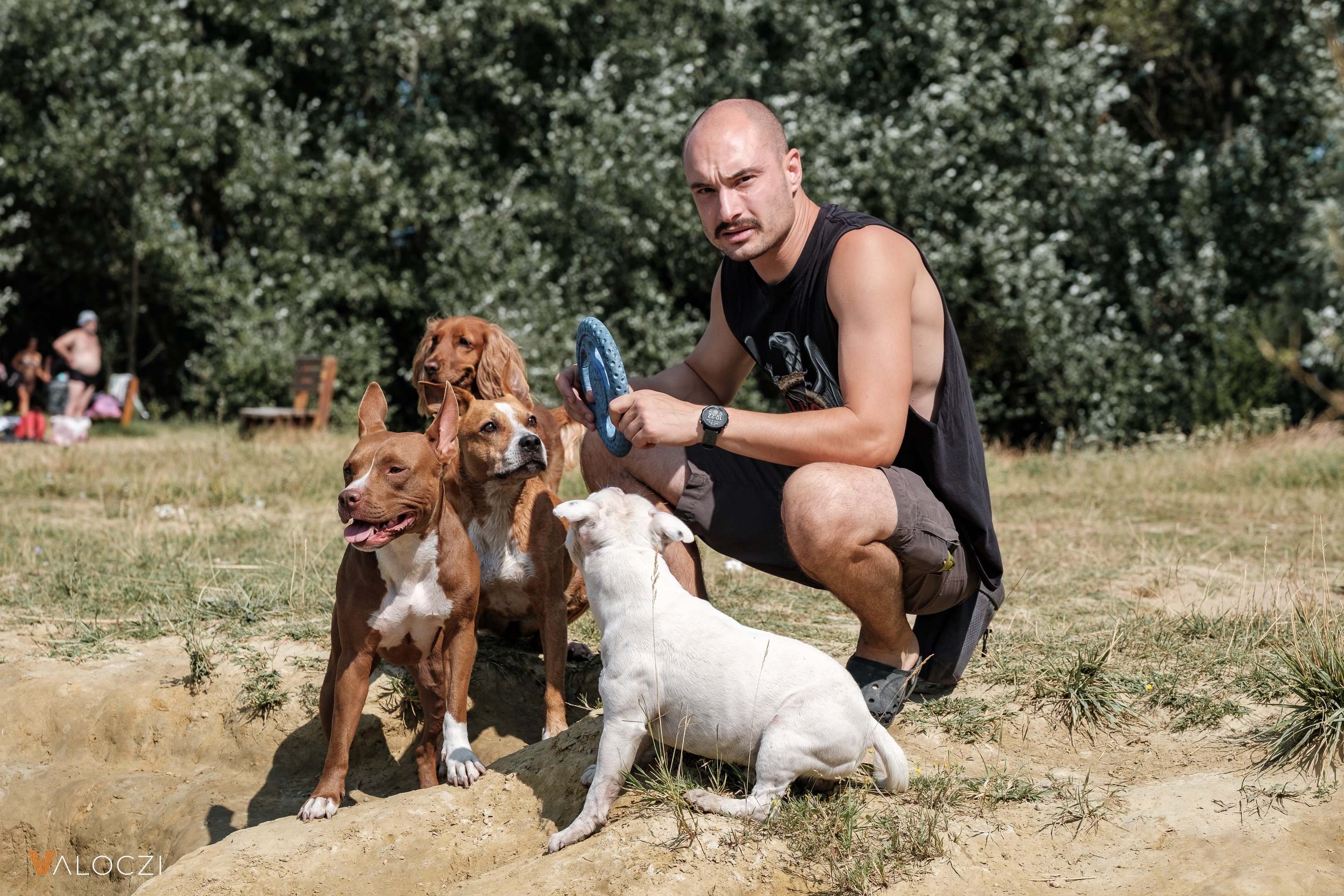 Owner with his dogs