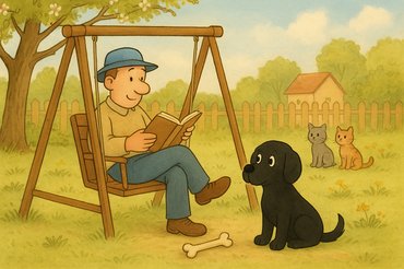 vidám kutyás életkép mint a mesékben ai kép